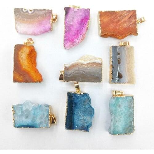 1pc Natural Original Stone Agates Veins Irregular Geometric Pendants for Women Charms Jewelry Making DIY Necklace Accessories