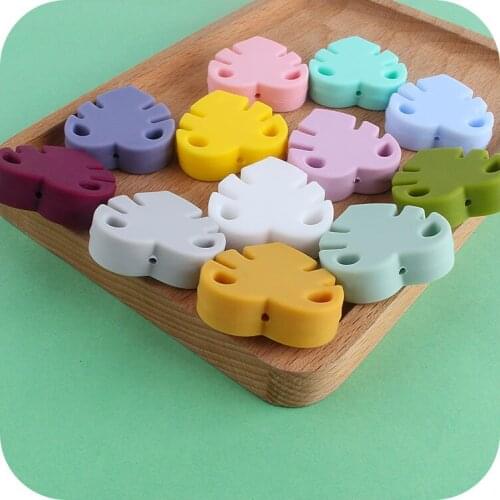10pcs Silicone Beads Leaf Shape Teether Beads DIY Jewelry Chain BPA Free Silicone Teether Chewbeads Newborn Accessories Baby Toy