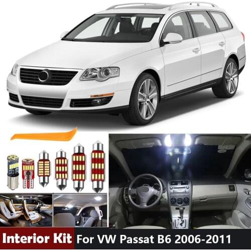 16Pcs White Canbus Car LED Interior Lighting Kit For Volkswagen VW Passat B6 3C 2006-2011 Sedan Wagon Map Dome Trunk Lamp
