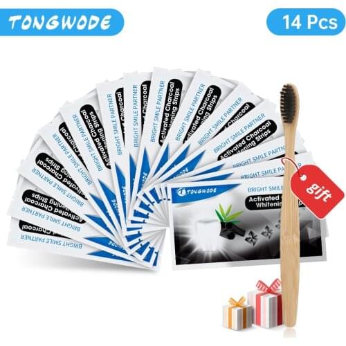 Tongwode New Arrival Activated Bamboo Charcoal Teeth Whitening Strips 14pcs Dental Teeth Veneers for Oral Hygiene Tooth Tartar