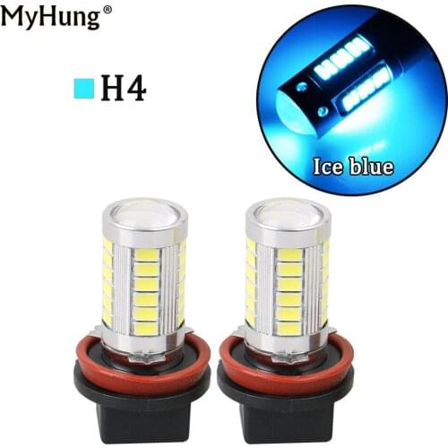 2Pcs H4 5630 33 SMD LED Light 14W 6000K Car Fog Driving Light Bulb White Pink Blue Car Lamp Source Auto len bulbs DC 12V