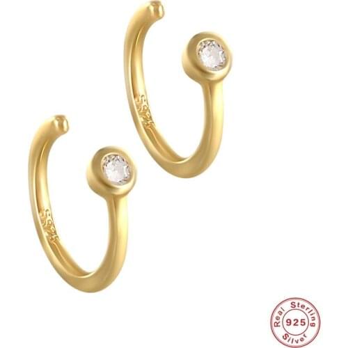 2020 S925 Sterling Silver Single Zircon Earrings Trendy Minimalist Girl Classic Geometric Personalized Fashion Jewelry