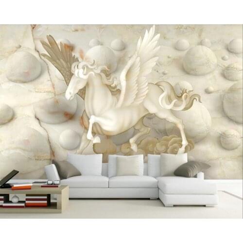 Papel de parede Pegasus marble relief 3d wallpaper mural,living room TV sofa wall bedroom kitchen wall papers home decor cafe