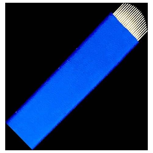 50pcs 0.18mm Microblading Tattoo Needles Permanent Make Up Manual Eyebrow Tattoos Curved blue Blades Flexi u shape Blade Agulha