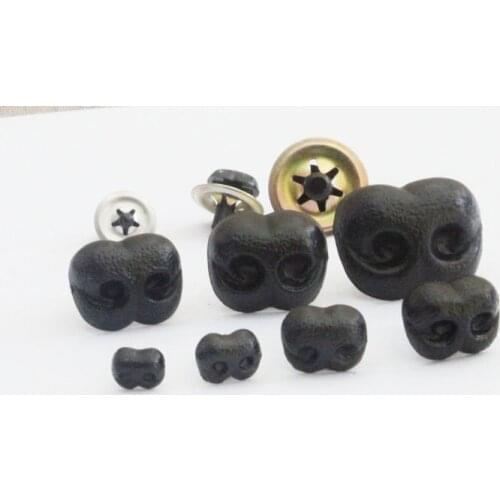 70pcs/lot new 8mm-25mm black color smooth stem plastic toy nose animal nose for diy plush doll findings
