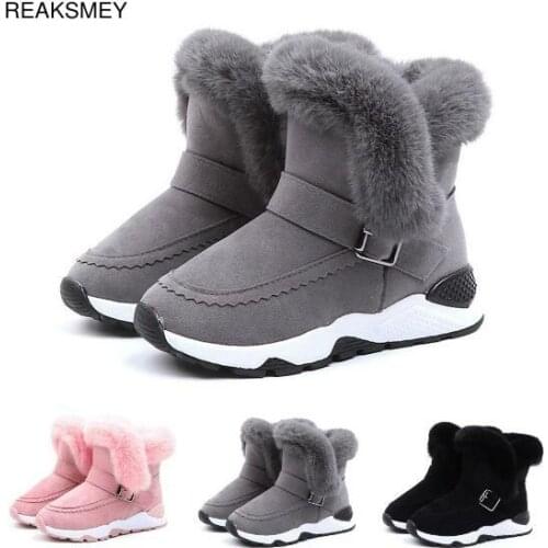 Top Selling Children Boots Shoes 2019 New Winter Plush Warm Martin Boys Shoes Fashion Leather Soft Fleece Antislip Girls Boots