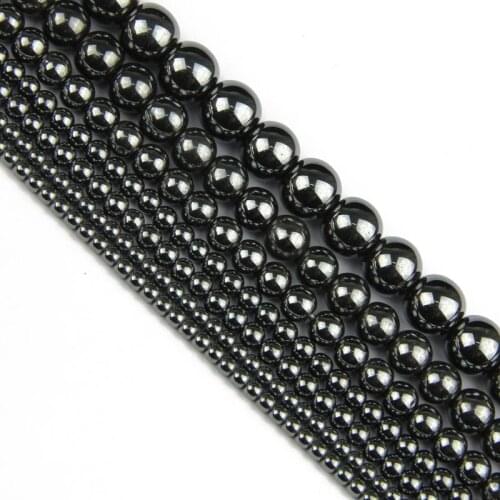 HGKLBB Natural Stone Black Hematite Beads 3/4/6/8/10MM Round Loose beads For Jewelry Making Necklace Bracelet DIY Accessories