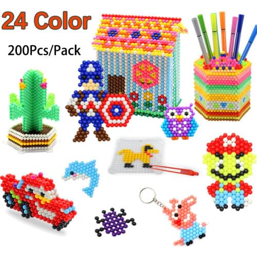 24 Color 200Pcs 5mm Water Spray Perlen Magic Beads Children 3D Puzzle Toys Water Spray Beads Educational Kids Hama Beads Toys