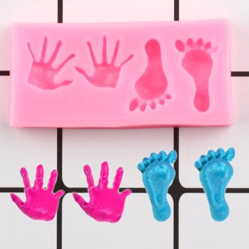Baby Hand Foot Silicone Mold DIY Cupcake Topper Baby Birthday Fondant Cake Decorating Tools Candy Clay Chocolate Gumpaste Moulds
