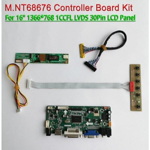 For LTN160AT01 LTN160AT02 1366*768 16" Inverter LVDS 30-Pin VGA+DVI 1Pcs CCFL M.NT68676 LCD display controller card DIY kit