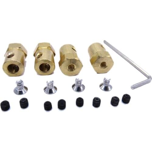 For WPL B14 B16 B24 B36 C14 C24 MN D90 D91 RC Car Spare Parts 4PCS 5mm to 12mm Brass Combiner Wheel Hub Hex Adapter