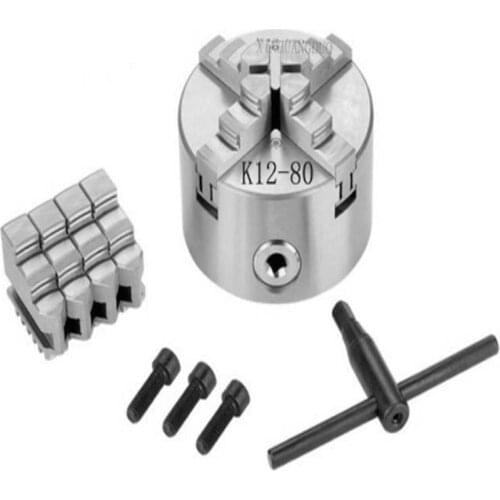 K12-80 Lathe Chuck 80mm 4 Jaw Self Centering Hardened Reversible Tool Lathe Tools for Drilling Milling Machine