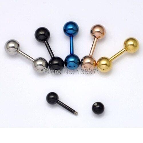 Diameter 3 4 5 6mm Ball Dumbbell titanium steel Men stud earrings 5 colors for choose free shipping