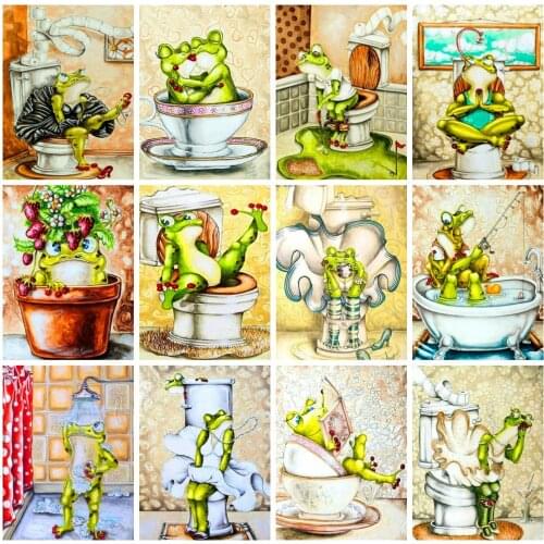 HUACAN 5D DIY Diamond Painting Frog Animal Home Decoration Embroidery Picture Handcraft Art Kits Lover Gift