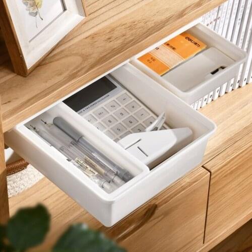 Creative Hidden Drawer Type Desk Paste Pen Holder Desktop Organizer Storage Box School Office Stationery