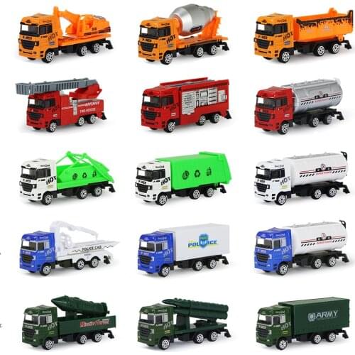 City Simulation Alloy Car Model Series Kids Engineering Excavator Vehicle Fire Truck Educational Car Toys for Boys