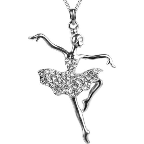 Fashion Metal Necklace Beautiful Dancing Girl Creative Necklace Zircon Clavicle Chain Exaggerated Necklace Jewelry