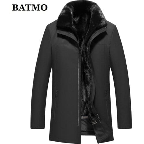 BATMO 2021 new arrival winter natural real mink fur jackets men,mens thicked parkas,plus-size M-4XL SL-S2011