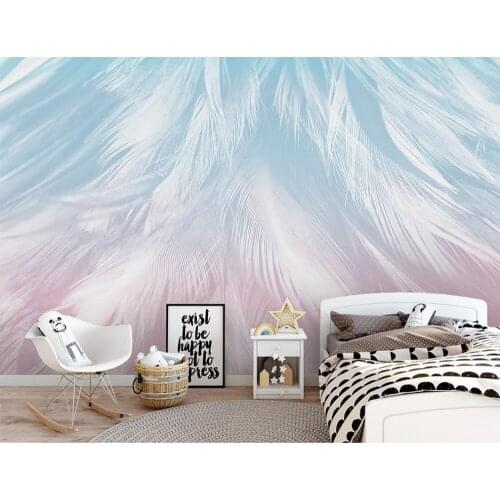 Custom wallpaper simple fashion hand-painted feather texture art mural background wall-waterproof material