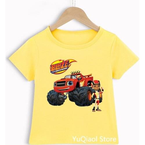 Clothing For Kids Blaze And The Monster Machines T-Shirt Summer Baby Boys Clothes Yellow T Shirt ChildrenS Clothes from 2 to 13