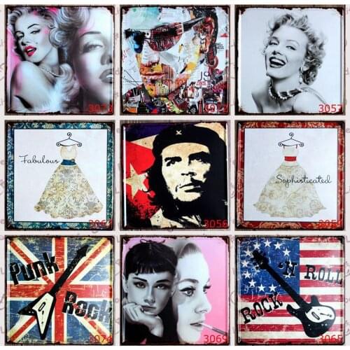 WholeSale 30pcs/lot American Movie star Retro Tin painting Metal Signs Restaurant Bar KTV Home 30*30cm