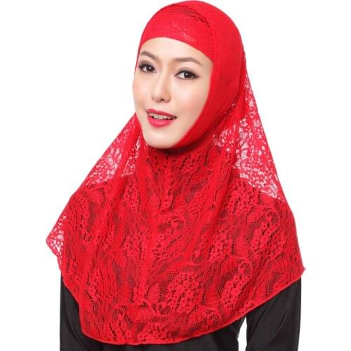 Muslim cover Lace two-piece set head scarf headwraps for women hijab scarf turbans