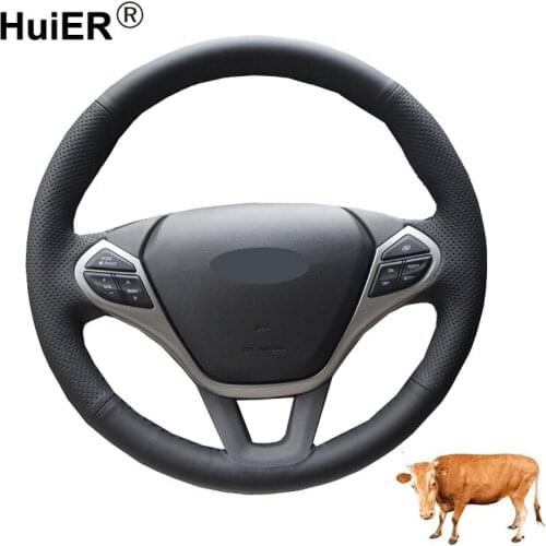 Hand Sew Car Steering Wheel Cover Cow Leather Wrap For Chery Arrizo 7 7e 2013-2018 Arrizo 3 2015 Braid on the Steering wheel