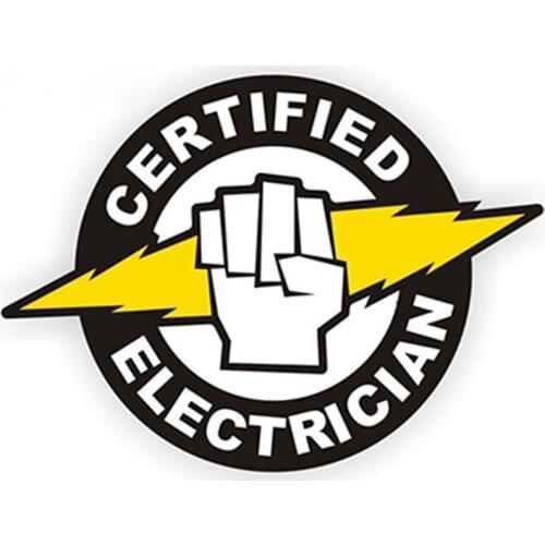 12cm x 8.8cm Certified Electrician Hard Hat Helmet Sticker Label Electrical High Voltage Car Sticker Vinyl