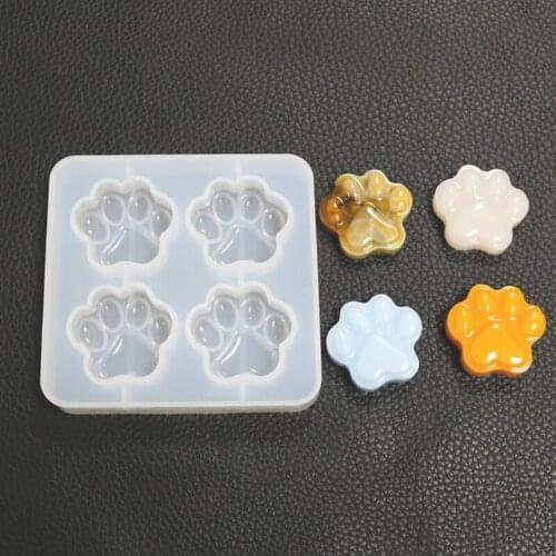 Cat Paw Silicone Mold (4 Cavity) Dog Paw Mold Animal Clear Mold for UV Resin Decoden Cabochon DIY Resin Molds for Jewelry