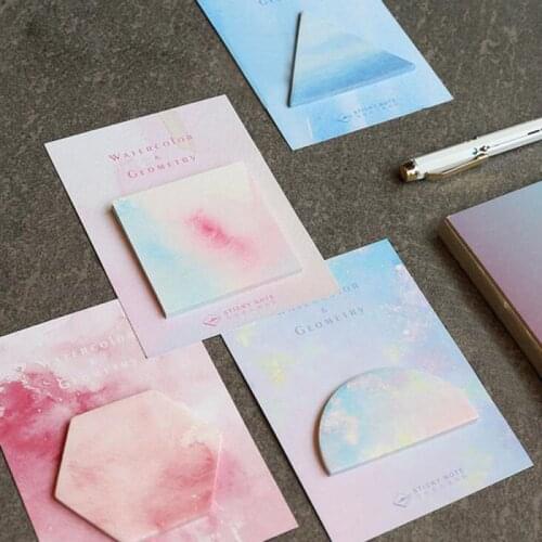 Triangle Hexagon Memorandum Notebook Decorative Memo Pads 1 PCS Kawaii Fantastic Watercolor Geometric Memo Pad