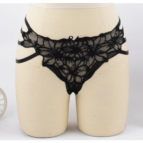 Sexy Lace Thong pants 90s Fetish body harness Lace Bondage Harness Bra Harajuku Lace Thong pants Open Chest Bra Ladies Panty