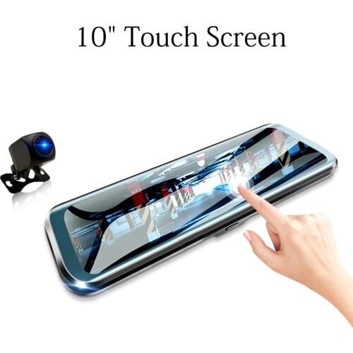 10 inches 1080P Car DVR Touch Screen Stream Media Dual Lens Video Recorder Rearview mirror Dash cam Front and Rear camera