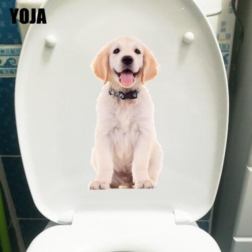 YOJA 11.4×23.1CM Cute Labrador Childrens Bedroom Wall Decoration Decal Cartoon Toilet Stickers T1-3133