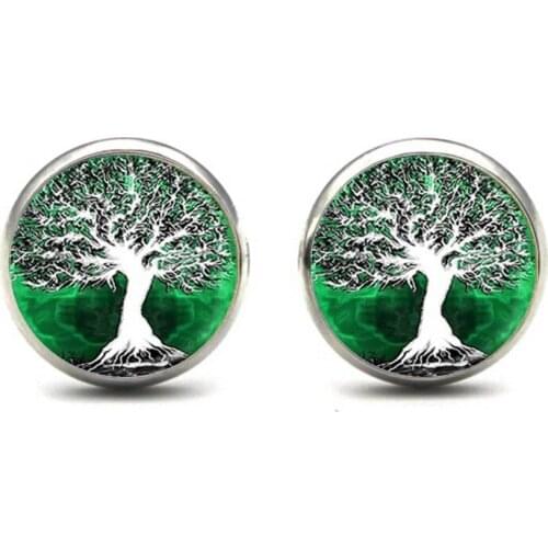 New Antique Bronze Color Tree of Life Pendant Stud Earrings for Women Party Jewelry Vintage Life Tree Earrings Girl Gift