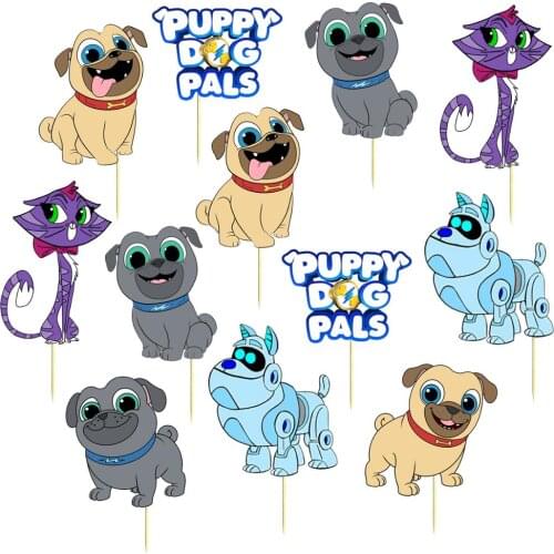 12pcs Puppy Dogs Pals Theme Cartoon Party candy bar Cupcake Toppers pick fruit picks baby shower kids birthday Party Supplies
