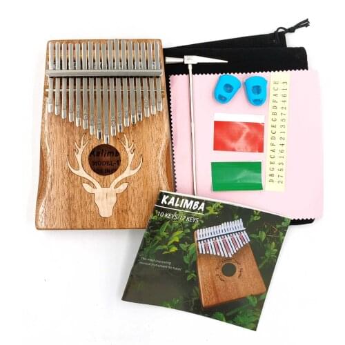 2 Styles Beginner Instrument Animal Pattern Thumb Piano Mahogany Body Musical Instrument 17 Keys Kalimba Keyboard Musical piano