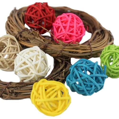 20pcs 3cm Colorful Christmas Ball Rattan Round Shape Mini Sepak Takraw For Wedding Birthday Party Decor Xmas Ornaments DIY Craft