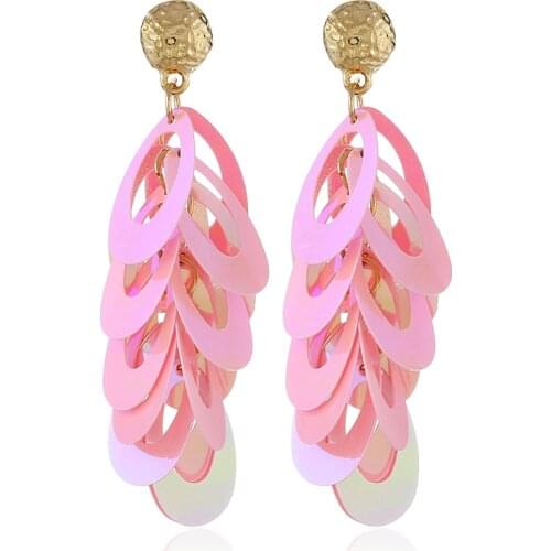 2018 New Long Tassel Earrings Unique Design Hollow multicolor Sequins Brincos Personality Charm Women Earrings Accessories