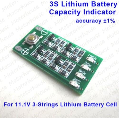 3S 11.1V Li-ion Lithium Battery Cell BMS Capacity Indicator LED Meter Tester