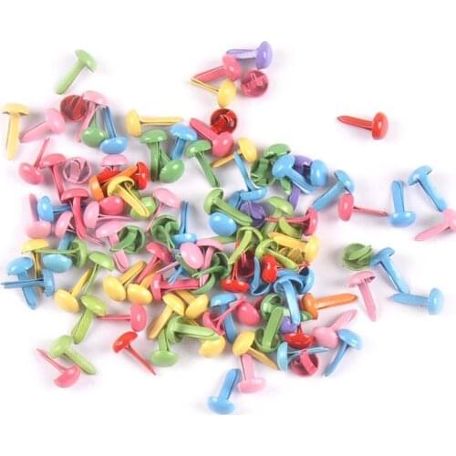 4.5x8.5mm 200pcs Mix Color Mini Round Brad Embellishment For Scrapbooking Fastener Brads DIY Metal Crafts Paper Home Decor c2162