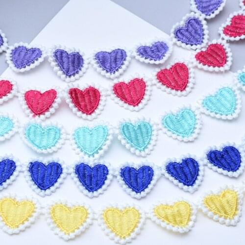 5 yards 25mm wide water soluble White Edge Emberied Heart Lace Ribbon for Diy Hair Accessories Clothing Headdress Trims Decor