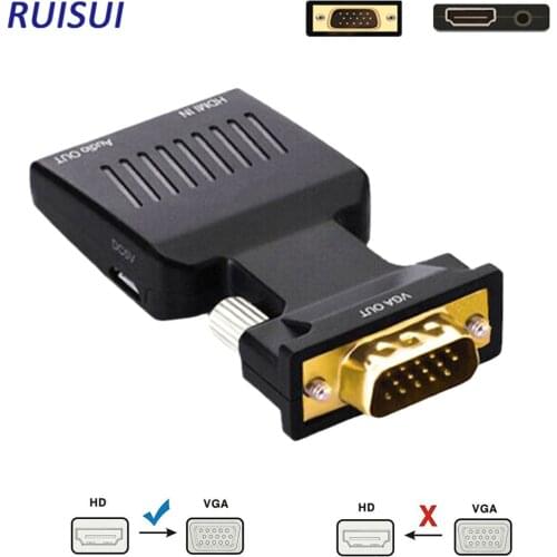 RUISUI 1080P HDmi to VGA Converter Cable Hdmi VGA Adapter Cable with Audio Output for Monitor TVBox Projector HDTV PC Display