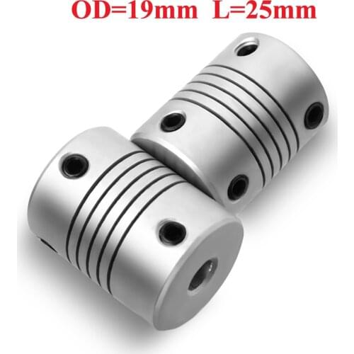 Aluminium CNC Motor Jaw Shaft Coupler 5mm To 8mm Flexible Coupling OD 19x25mm 5/6/6.35/8/10mm