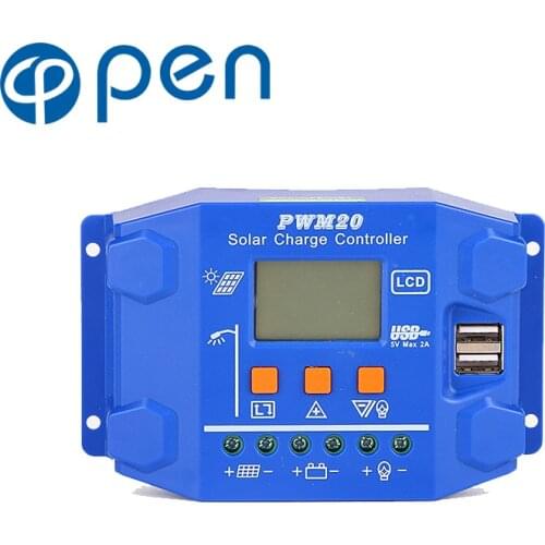 30A/20A/10A 12V 24V Auto Solar Charge Controller PWM Controllers LCD Dual USB 5V Output Solar Panel PV Regulator