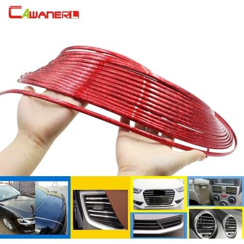 Cawanerl 200CM Car Exterior Bumper Grille Door Air Conditioner Outlet Vent Red Chrome Trim Decoration Strip Sticker Car Styling