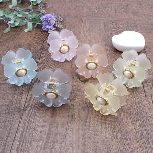 Colorful Floral Hair Claw Clips Medium Size Flower Hair Claws Hair Styling Accessories for Women Girls