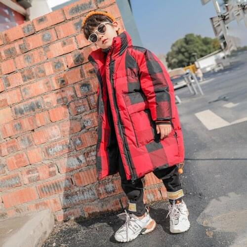 Baby boy clothes children plaid cotton coat thicker warm long outerwear for boys kids Winter jackets parka for boys Y2607