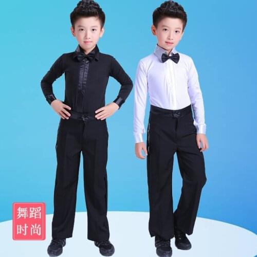 Boy Latin Ballroom Costume Sets Latin Shirt+Pants Children Two Piece Suit Rumba Samba Boys Dance Wear Latin Dance Kids Clothes