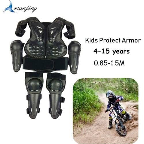 Child Bady Full Body Protector Vest Armor Kids Motocross Armor Jacket Chest Spine Protection Gear MTB Skating Knee elbow guard L