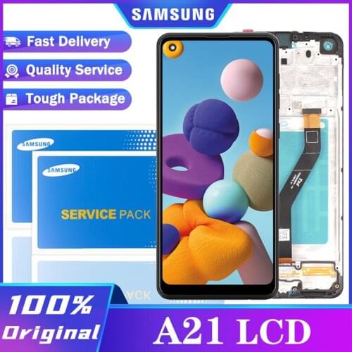 Original AMOLED Display with frame for Samsung Galaxy A215U A215U1 A215 LCD Touch Screen for Samsung A21 A215 Repair Parts